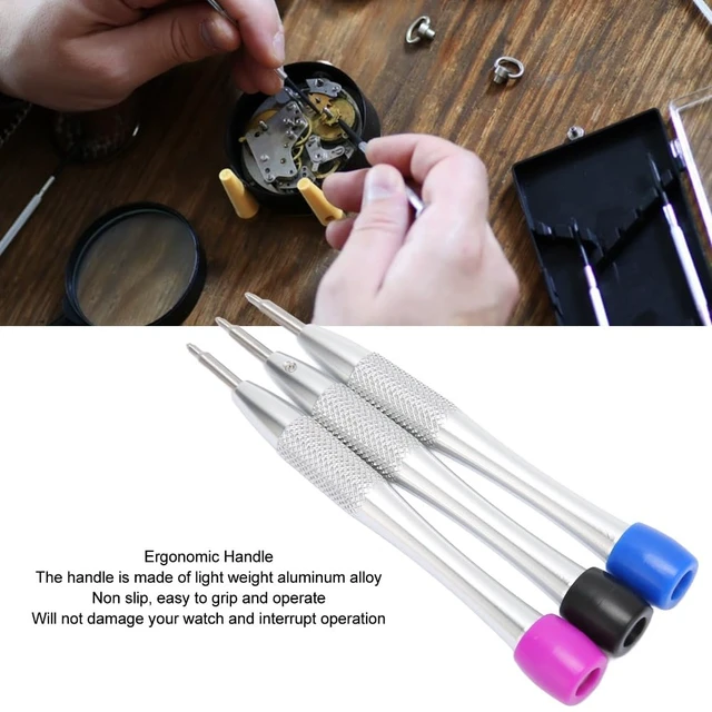 Alt view image 7 of 7 - 3Pcs Triangular Stainless Steel Bearing Screwdriver Set Precision Watch Repair Tools for Rotor and Oscillating Weight 3235 Movement