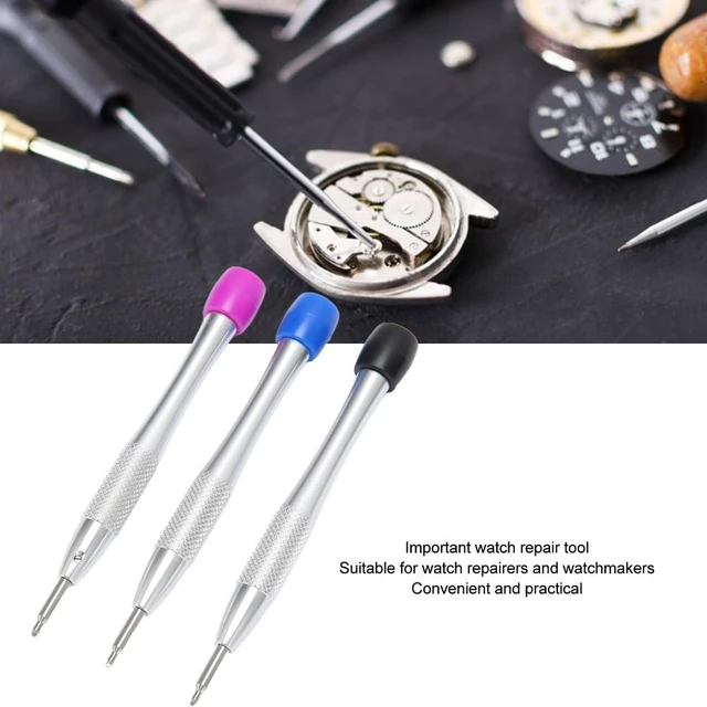 Alt view image 4 of 7 - 3Pcs Triangular Stainless Steel Bearing Screwdriver Set Precision Watch Repair Tools for Rotor and Oscillating Weight 3235 Movement