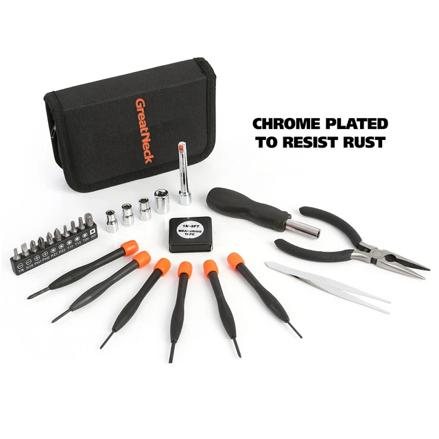 Alt view image 5 of 7 - Mini Tool Set for Home Repair and Maintenance, 26 Pc Tool Kit with Zip Case, Mini Pliers, Precision Screwdrivers, Bits, Sockets, 3 ft Tape Measure for Household Use