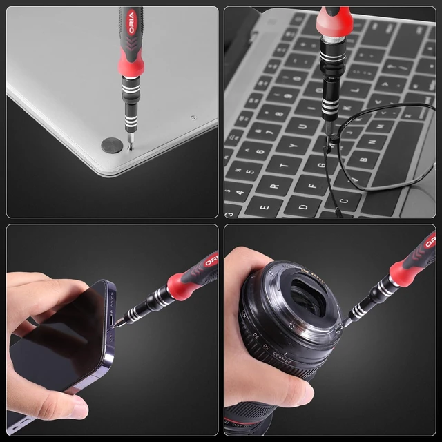 Alt view image 7 of 7 - Precision Screwdriver Kit, Mini Screwdriver Set, 61 in 1 with 57 Bits Repair Tools with Flexible Shaft, Extension Rod for Mobile Phone, Smartphone, Tablet, PC, Red