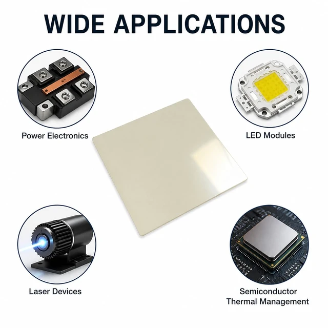 Alt view image 5 of 6 - Aluminum Nitride (AlN) Ceramic Substrate Sheet, 2 Inch 50.8 x 50.8 mm, 0.635mm Thick, Polished Ceramic Heat Spreader for Semiconductor, GPU and AI Hardware Thermal Management, 1 Pack