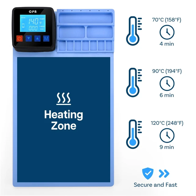 Alt view image 2 of 5 - LCD Screen Heating Pad Smartphone and Tablet - LCD Screen Separator Plate - 12 x 7 x 0.3 inch