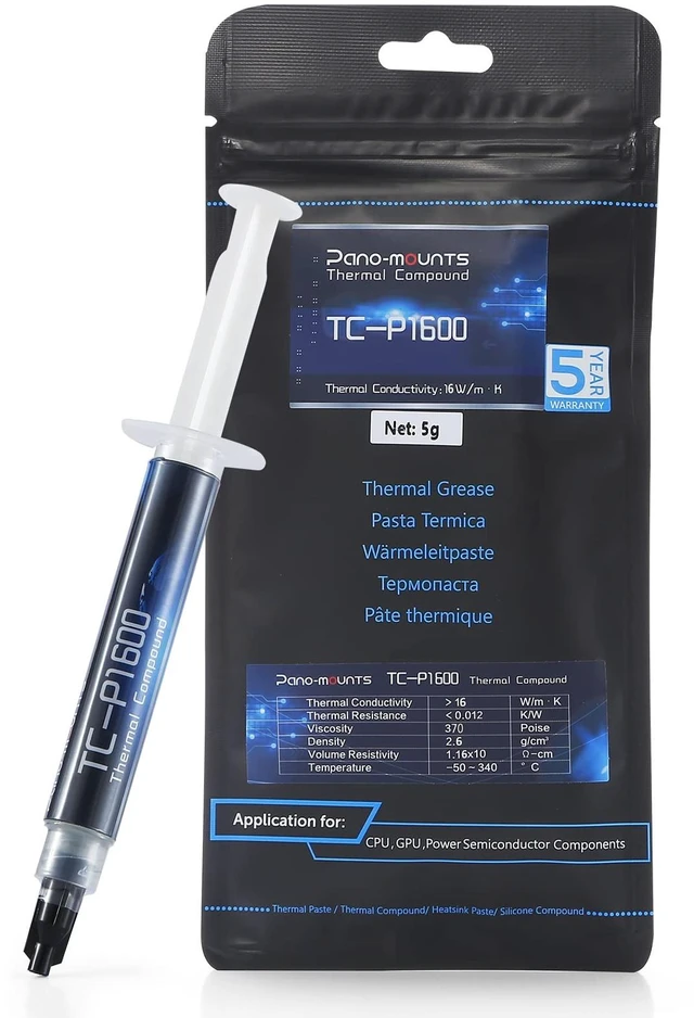 Main image of 16W/m·K 5g Thermal Paste - High Performance CPU/GPU Heatsink Compound | Ultra-Safe Thermal Grease - Non-Conductive Liquid Metal Substitute for Computers, Gaming Laptops, Graphics Cards, AM5 Coolers