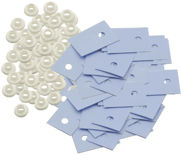 Main image of 100Pcs TO-220 Transistor Plastic Insulation Washer + 100Pcs TO-220 Isolated Silicone Pad Sheet Strip