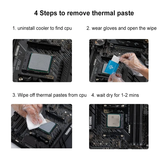 Alt view image 5 of 5 - Thermal Paste Remover Kits for CPU, GPU, Heatsink etc (20 Pieces Wipes)
