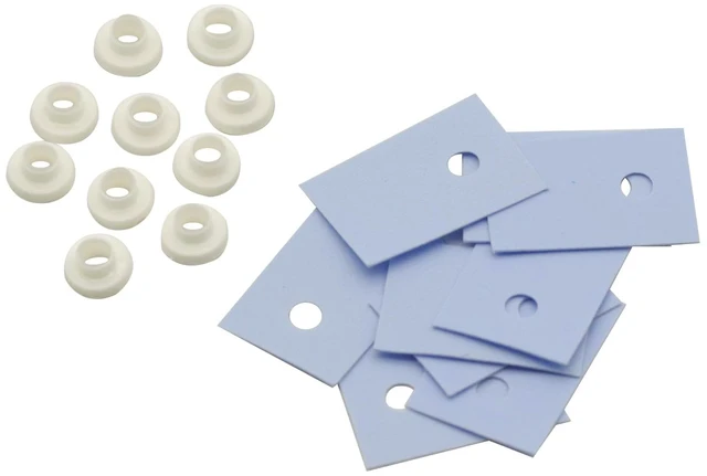 Alt view image 7 of 7 - 100Pcs TO-220 Transistor Plastic Insulation Washer + 100Pcs TO-220 Isolated Silicone Pad Sheet Strip