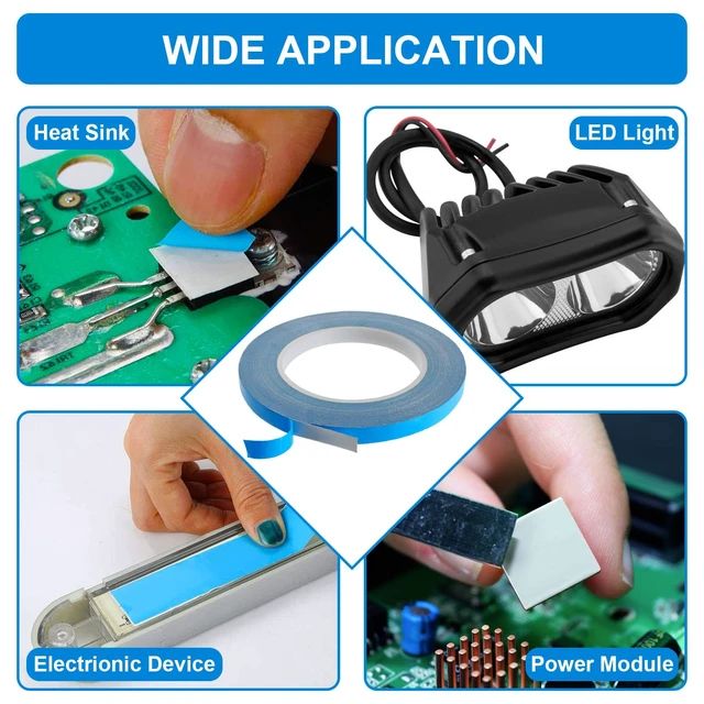 Alt view image 5 of 5 - Thermal Conductive Tape, 10mm x 0.20mm x 25m | Double Side Thermal Adhesive, For Coolers, LED Strips, Computer CPU, GPU