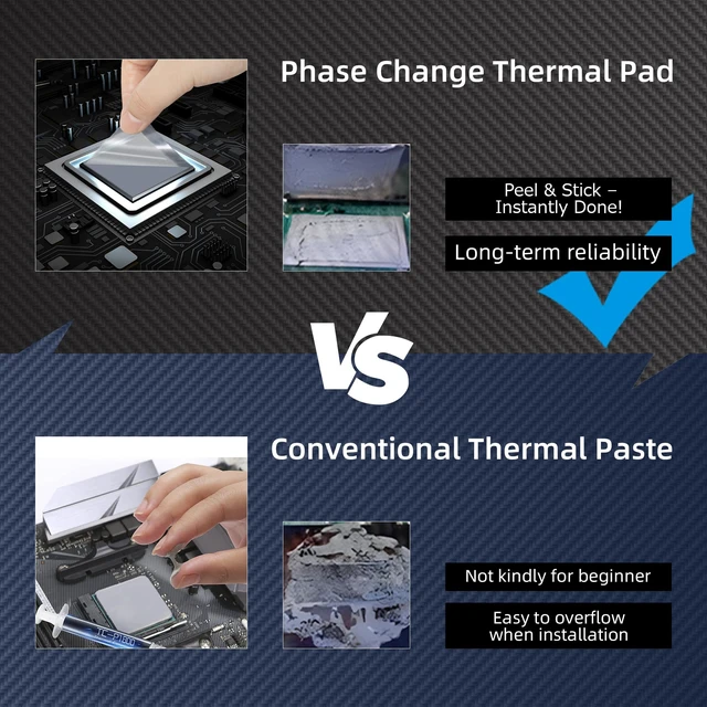 Alt view image 3 of 6 - Phase Change Thermal Pads Replace Grease Paste 40x40x0.2mm 2-Pack 8.5W/m·K | High-Conductivity Thermal Pads for CPU/GPU/SSD Laptop Cooling, Compatible with PS5 & Steam Deck - Thermal Paste Replacement