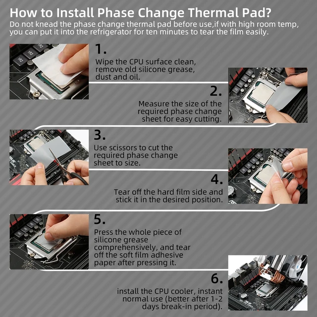 Alt view image 6 of 6 - Phase Change Thermal Pads Replace Grease Paste 40x40x0.2mm 2-Pack 8.5W/m·K | High-Conductivity Thermal Pads for CPU/GPU/SSD Laptop Cooling, Compatible with PS5 & Steam Deck - Thermal Paste Replacement
