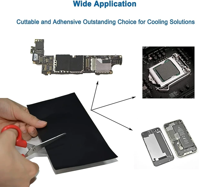 Alt view image 4 of 5 - Adhensive Graphite Thermal Pad 700W/mK Horizontal Conductivity, 200x100x0.07mm Flexible Graphite Sheet for Mobile Laptop CPU Cooling -2 Pack
