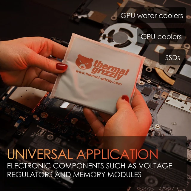 Alt view image 3 of 7 - Minus Pad Pro - 100x100x1.5mm Thermal Interface Pad, Electrically Non-Conductive, High Thermal Conductivity & Compressibility for SSDs, GPUs & Electronics