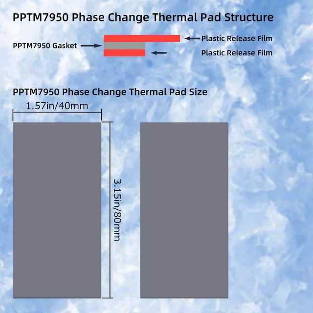 Alt view image 2 of 6 - Phase Change Thermal Pads Replace Grease Paste 40x80x0.2mm 2Pack 8.5W/m·K | Ultra-Thin Thermal Pads for CPU/GPU/SSD Cooling, Compatible with PS5, Steam Deck & Gaming Laptop - Thermal Paste Alternative