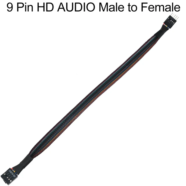 Alt view image 5 of 5 - Computer Motherboard Front Audio Extension Cable - Male to Female Connection Sleeve - 9PIN HD Audio - 30cm Chassis Cabling