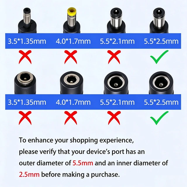 Alt view image 5 of 5 - DC Power Extension Cable, 5.5mm x 2.5mm, 1FT, 3-Pack | DC5525 Male to Female, 12V DC Extension Cable, 18AWG,For CCTV Surveillance Camera