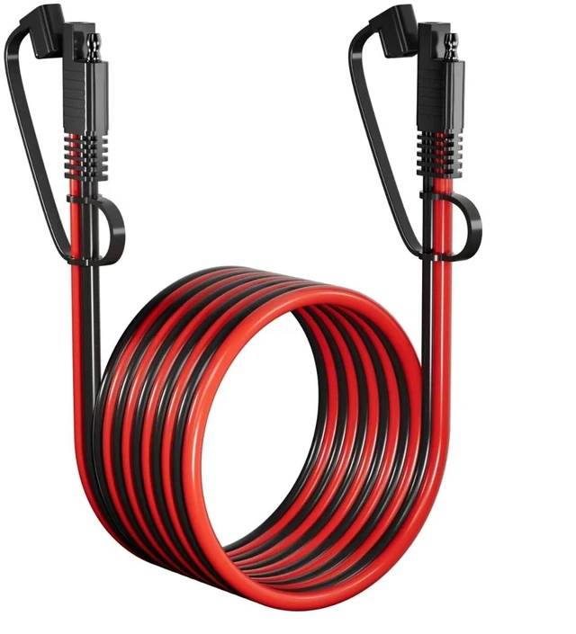 Main image of SAE Extension Cable 12AWG 15FT for Car RV Solar | SAE to SAE extension cord, 12AWG pure copper, 15FT, Double PVC jacket, For car/RV/truck/boat/solar, Dust cap included,
