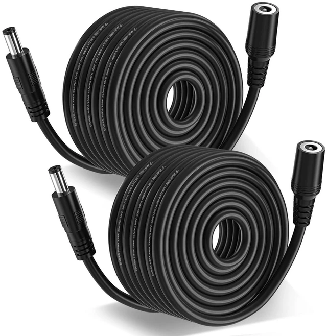 Main image of 2-Pack 20FT DC Power Extension Cord 5.5mm x 2.1mm,12v DC Power Supply Adapter for CCTV Security IP Camera Surveillance Indoor Dvr Standalone LED Strip,Car,12 Volt Male to Female Plug Cable