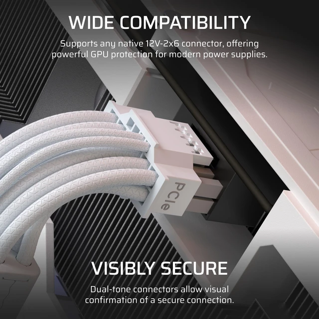 Alt view image 4 of 5 - ThermalProtect PCIe 5.1 600W 12V-2x6 Cable White | Built-in Over Temperature Protection (OTP), Compatible with PSU's with a 12V-2x6 Connection