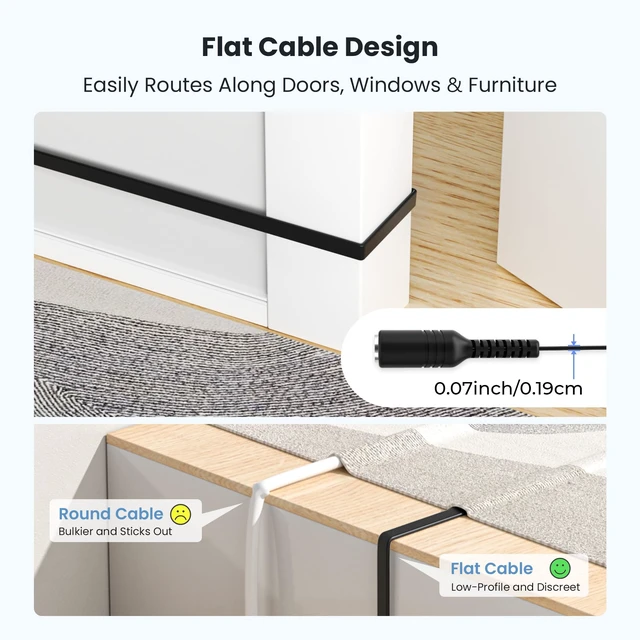 Alt view image 3 of 7 - 12V DC5521 Flat Extension Cable 30FT/2Pack Female to Male Extender | 9M 5.5mmx2.1mm DC Extended Power Supply Barrel Cord for CCTV Security Cam,DVR,NVR,LED Strip,Monitor,TP-Link Tapo,eufyCam E330