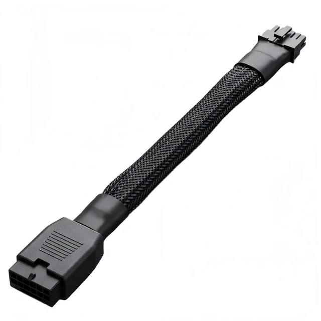 Main image of 12VHPWR 16 Pin (12+4) PCIe 5.0 GPU Power Extension Cable 15cm 16AWG Sleeved Nylon Braided, Male to Female 600W for RTX 50 Series (Except 5090), RTX 4090 4080 4070, PCIe 5.0 ATX 3.0