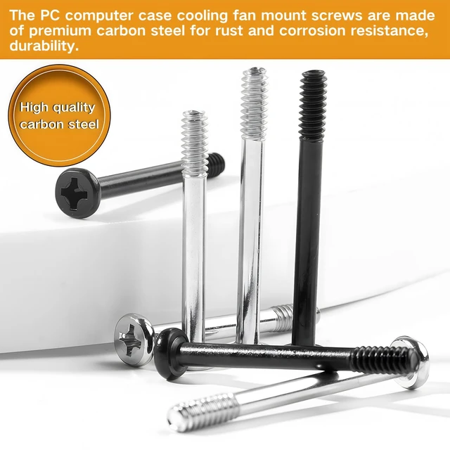 Alt view image 3 of 7 - Computer Cooling Fan Mount Screws PC Computer Fan Screw 120Pcs #6-32x30/32/35mm Long Radiator Mounting Screw Cross Recessed Head Screws for Water Cooling Exhaust Fixing