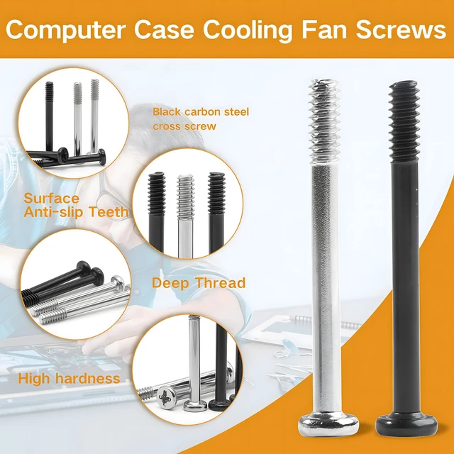 Alt view image 4 of 7 - Computer Cooling Fan Mount Screws PC Computer Fan Screw 120Pcs #6-32x30/32/35mm Long Radiator Mounting Screw Cross Recessed Head Screws for Water Cooling Exhaust Fixing