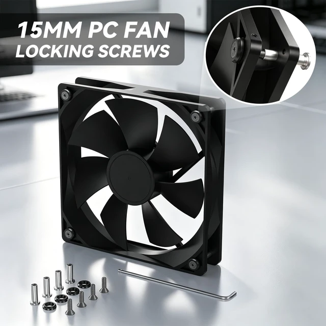 Alt view image 2 of 6 - PC Fan Screws for 15mm Fans, 20PCS Fan-Safe Lock Screw Kit | Stainless Steel M3 Screw & Lock Standoff with Aluminum Washer, Zero-Damage Case Fan Screws for 15mm PC Cooling Fans Mounting