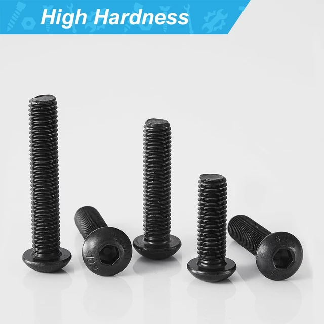 Alt view image 6 of 6 - M3 x 20mm 25mm 30mm 35mm 40mm Button Head Socket Cap Screws Bolts, 10.9 Grade Alloy Steel, Black Oxide Finish, Metric Allen Hex Drive, Fully Threaded, Assortment Kit 100Pcs