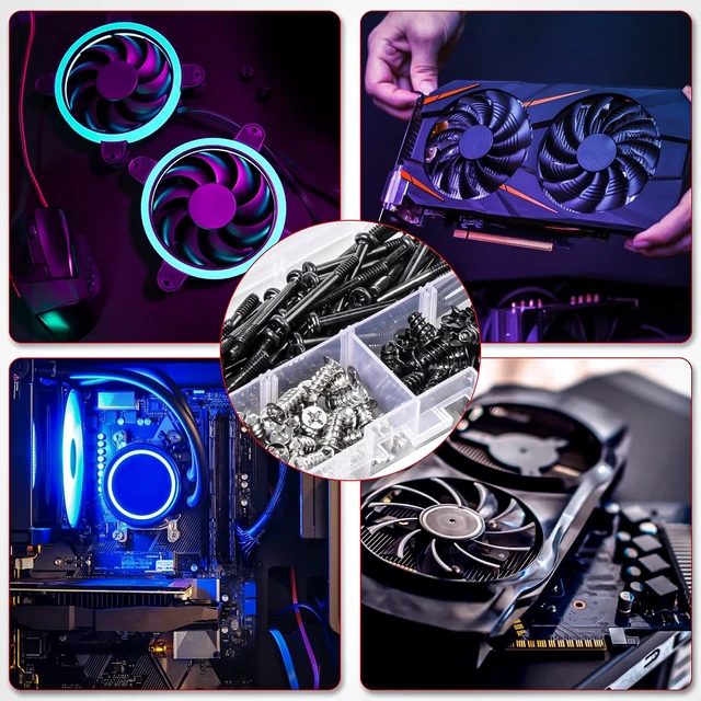 Alt view image 6 of 6 - PC Computer Case Cooling Fan Screws Cross Recessed Head Self Tapping Screw M5x10 Black and Silver Case Fan Mount Screws Long Short Screws Kit