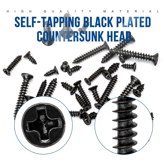 Alt view image 3 of 6 - 450PCS Miniature Phillips Flat Head Tapping Screws, M2.3 M2.6 M3 Countersunk Repair Screws Assortment Set, Black Self-Tapping Electronic Screw for Computer PC Pan Motherboard Glasses Watches