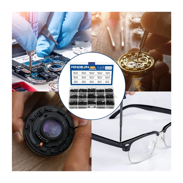 Alt view image 5 of 6 - 450PCS Miniature Phillips Flat Head Tapping Screws, M2.3 M2.6 M3 Countersunk Repair Screws Assortment Set, Black Self-Tapping Electronic Screw for Computer PC Pan Motherboard Glasses Watches