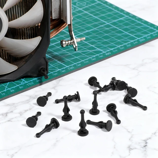 Alt view image 4 of 7 - 20 PCS Case Fan Mount Screws, Black Silicone Mounting Pin Rivet Reducing Noise Vibration Screws Fan Rivet for PC Chassis Cooling Fans (9mm X 22.7mm)