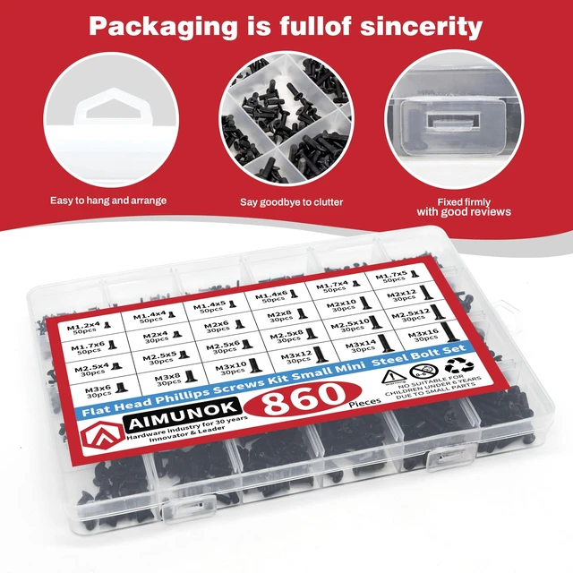 Alt view image 6 of 7 - 860Pcs Computer Screws Kit M1.2-M3, Laptop/PC | M1.2, M1.4, M1.7, M2, M2.5, M3 Sizes; for SSD, Hard Drive, CPU Cooler, M.2, Eyeglass, and Electronics Repair