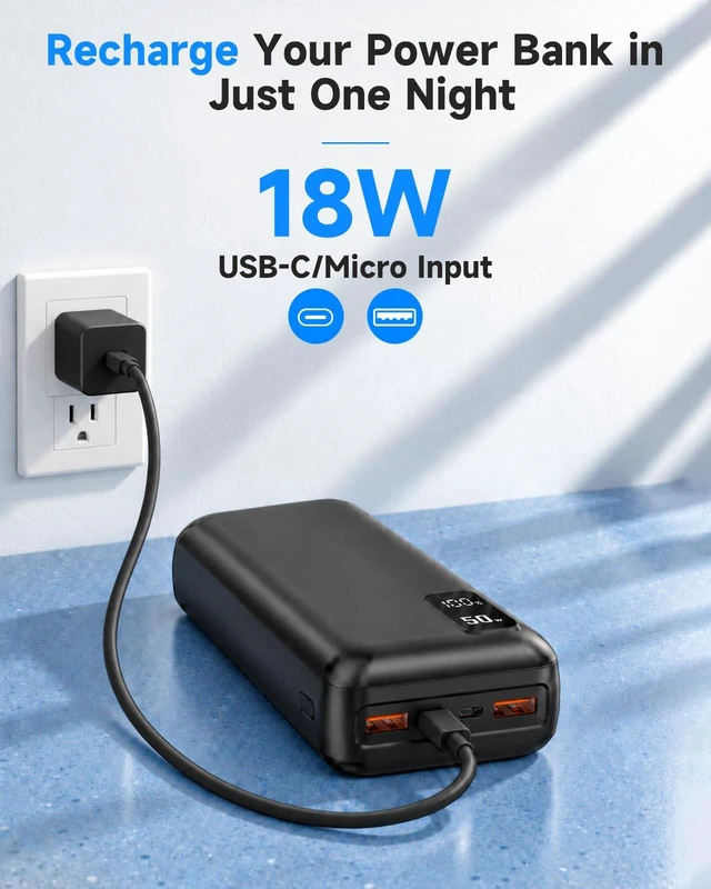 Alt view image 6 of 7 - 50000mAh Power Bank, Portable Charger 22.5W USB-C Battery Pack | PD Fast Charging, 3-Output, Travel Essential External Battery for iPhone 18/17/16/15 Samsung Galaxy Android iPad