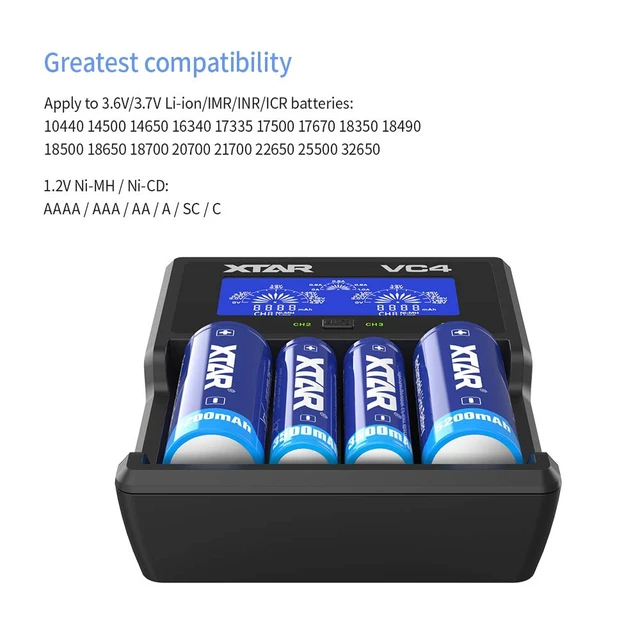 Alt view image 2 of 5 - VC4 Universal Battery Charger - LCD Display, 4 Slots for 18650 Batteries