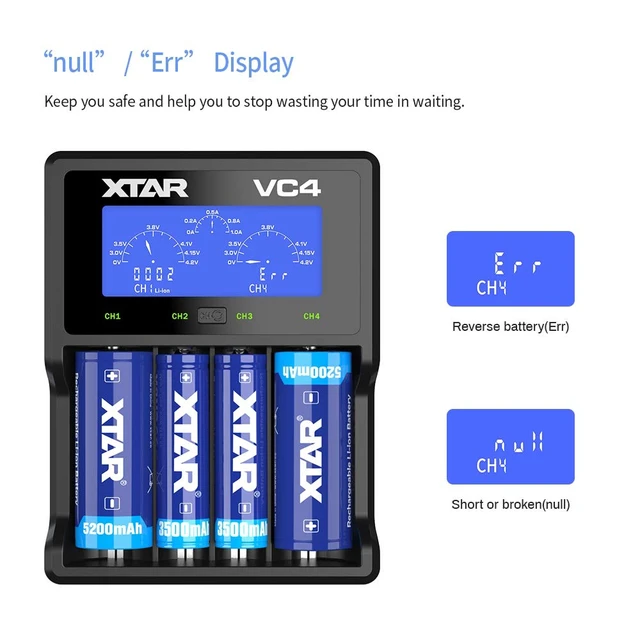 Alt view image 4 of 5 - VC4 Universal Battery Charger - LCD Display, 4 Slots for 18650 Batteries