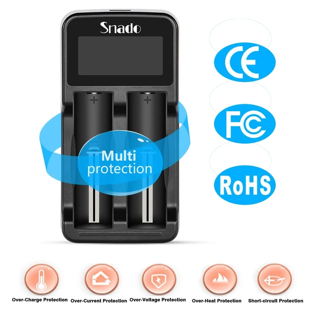 Alt view image 5 of 6 - 18650 Battery Charger, Universal Smart Charger for Li-ion NiMH AA AAA | Lithium Rechargeable Battery Charging, LCD Display, USB-C, 2 Bay, 3.7 Volt 18490 18500 18350 17670, 17500 16340 14500 RCR123