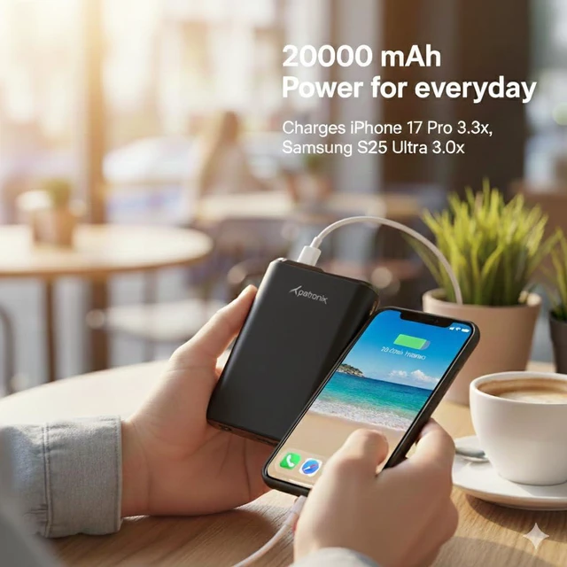 Alt view image 4 of 6 - Portable Charger, 22.5W 20000mAh USB C in & Out Power Bank Fast Charging, PD 3.0+QC 4.0 LED Display Phone Battery Pack Compatible with iPhone 16 15 14 13 Pro Samsung S23 Google iPad etc