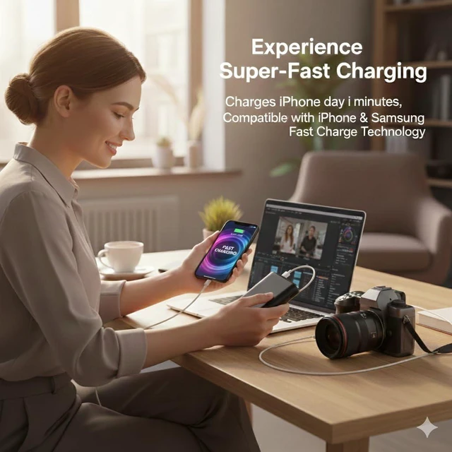 Alt view image 6 of 6 - Portable Charger, 22.5W 20000mAh USB C in & Out Power Bank Fast Charging, PD 3.0+QC 4.0 LED Display Phone Battery Pack Compatible with iPhone 16 15 14 13 Pro Samsung S23 Google iPad etc