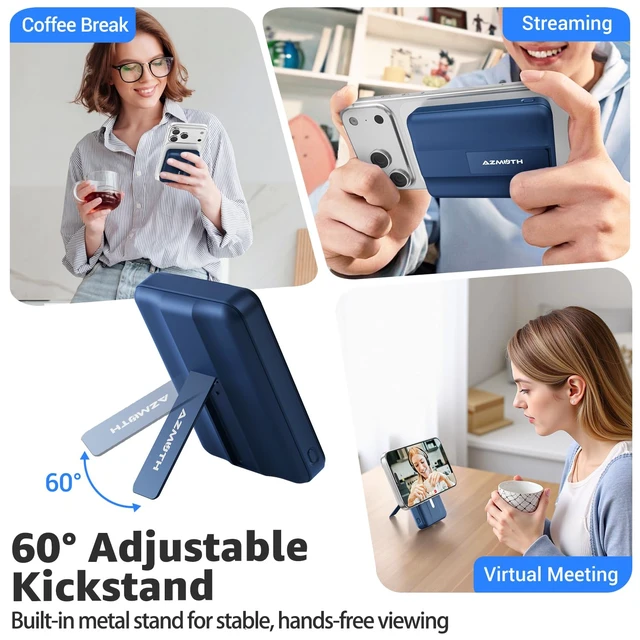 Alt view image 6 of 7 - for MagSafe Portable Charger, 10000mAh Magnetic Power Bank 20W PD | Fast Charging,Wireless Battery Pack with LED Display & Stand,Travel Essentials,for iPhone 18/17/16/15/14/13/12 Series
