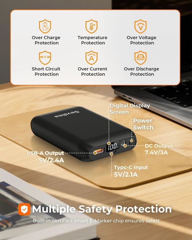 Alt view image 5 of 6 - 16000mAh 7.4V 5V Heated Vest Battery Pack, Battery Pack for Heated Vest Compatible with ORORO, for TODWARM, for Weamest, Rechargeable Power Bank with LED for Arris, for OCQOCQ, for Wulcea