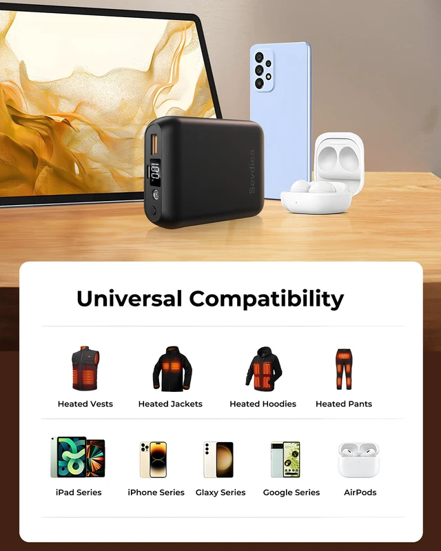 Alt view image 6 of 6 - 16000mAh 7.4V 5V Heated Vest Battery Pack, Battery Pack for Heated Vest Compatible with ORORO, for TODWARM, for Weamest, Rechargeable Power Bank with LED for Arris, for OCQOCQ, for Wulcea