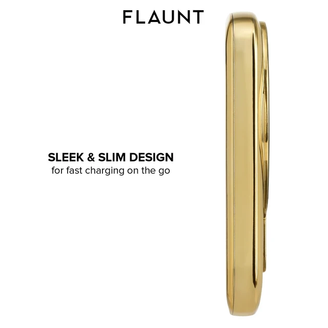 Alt view image 3 of 7 - 5000mAh Wireless Battery Pack with USB-C Port - Metallic Gold | Slim Portable Power Bank - Compatible with MagSafe & Wireless Charging for iPhone, Smartphone, AirPods, Headphones, and More