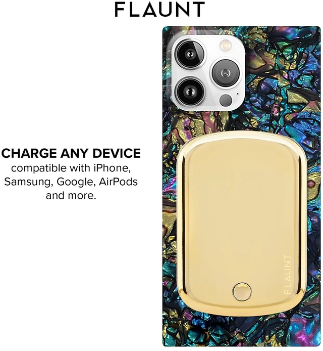 Alt view image 4 of 7 - 5000mAh Wireless Battery Pack with USB-C Port - Metallic Gold | Slim Portable Power Bank - Compatible with MagSafe & Wireless Charging for iPhone, Smartphone, AirPods, Headphones, and More
