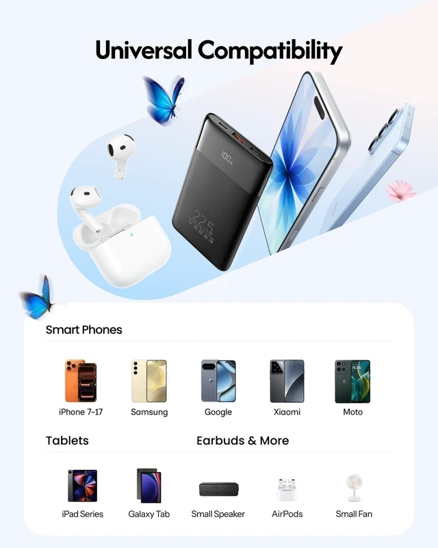 Alt view image 7 of 7 - 10000mAh 22.5W Fast Charging Portable Charger with Built-in Cables | 0.4lb Slim USB C Power Bank, Small Battery Pack for iPhone 17/16/15/14/13 iPad Samsung, Flight Safe, Travel Essential, Black