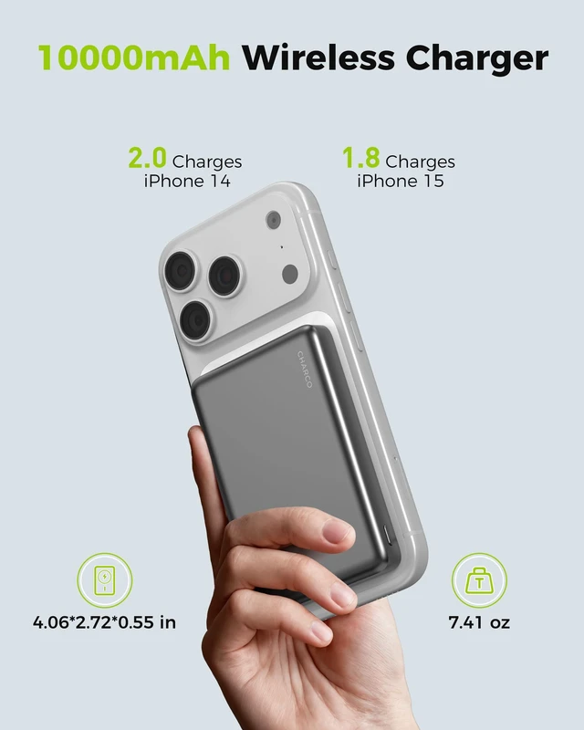 Alt view image 2 of 7 - Portable Charger for Magsafe Charging, Magnetic Power Bank 10000mAh | PD20W USB C Charging and 0.55'' Ultra Slim & Lightweight, Compatible with iPhone 17/16/15/14/13 Series,Travel Essential