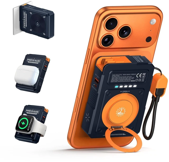 Main image of 10000mAh for Magsafe Portable Charger Power Bank Built in Cables&Wall Plug Travel Essentials, Wireless Magnetic Battery Pack,22.5W Fast Charging, for iPhone 18/17/16/15/14/13/12, Apple Watch & AirPods
