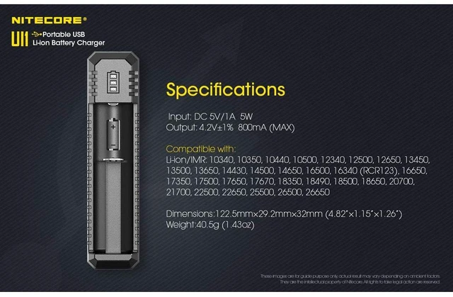 Alt view image 6 of 7 - UI1 Single-Slot Intelligent Lithium-ion Battery USB Charger for 18650, 18350, 20700, 21700, 16340, 14500 and More, and Organizer