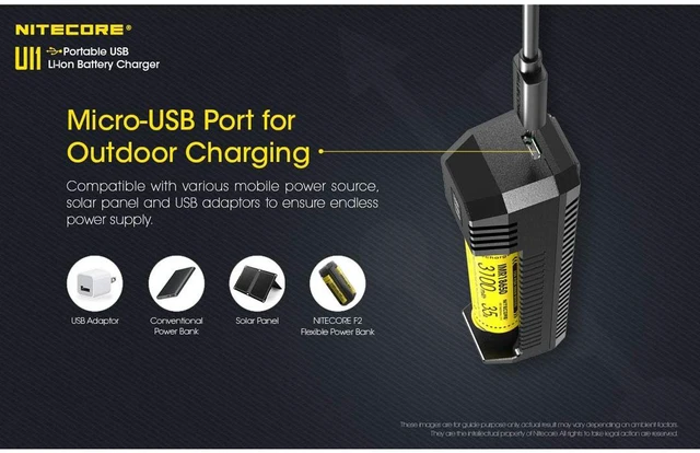Alt view image 7 of 7 - UI1 Single-Slot Intelligent Lithium-ion Battery USB Charger for 18650, 18350, 20700, 21700, 16340, 14500 and More, and Organizer