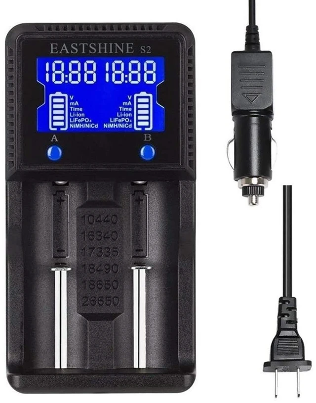 Main image of Universal Battery Charger S2 LCD Display Speedy Smart Charger for Rechargeable Batteries Ni-MH Ni-Cd AA AAA Li-ion LiFePO4 IMR 10440 14500 16340 18650 RCR123 26650 18500 21700 & Car Adapter