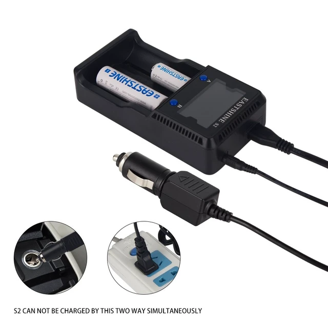 Alt view image 2 of 7 - Universal Battery Charger S2 LCD Display Speedy Smart Charger for Rechargeable Batteries Ni-MH Ni-Cd AA AAA Li-ion LiFePO4 IMR 10440 14500 16340 18650 RCR123 26650 18500 21700 & Car Adapter